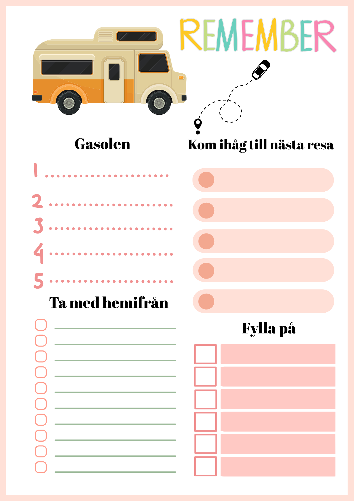 Magnet To-do-list för Husbilsåkare