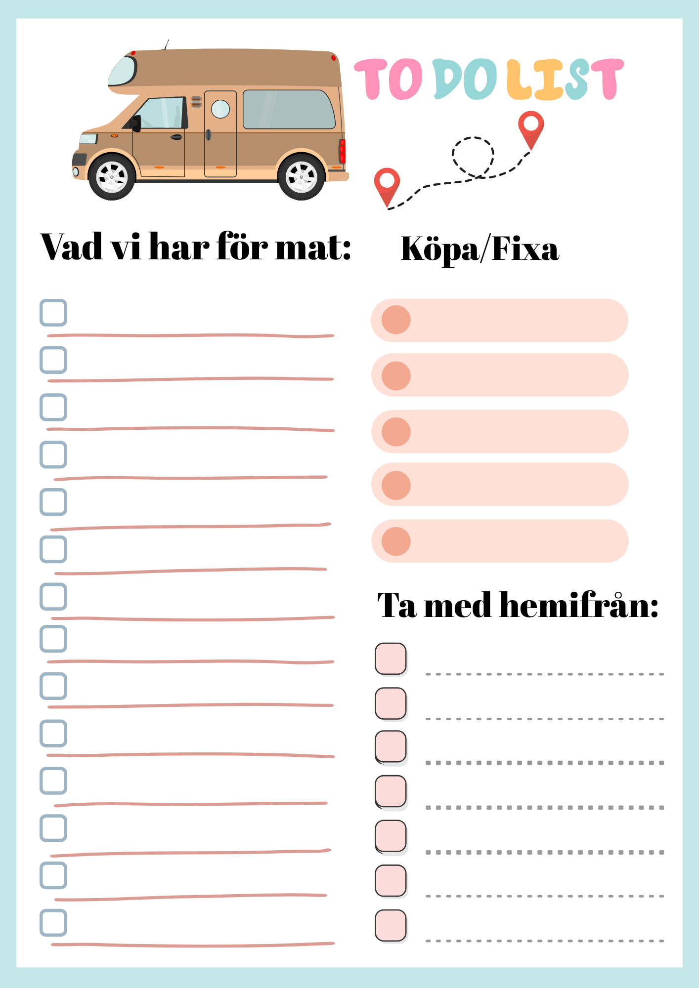 Magnet To-do-list för Husbilsåkare