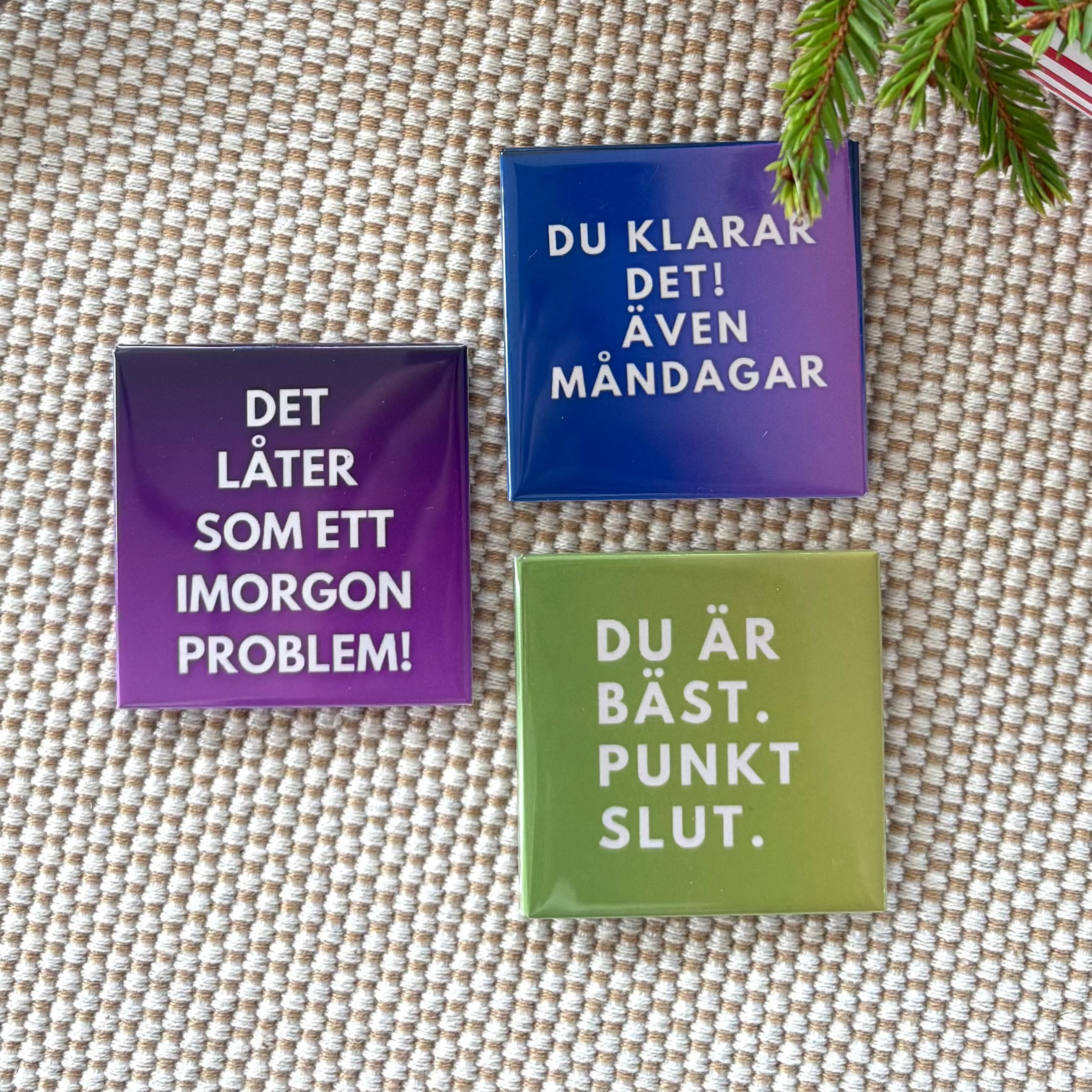 Set med 3 magneter – små ord med stor mening