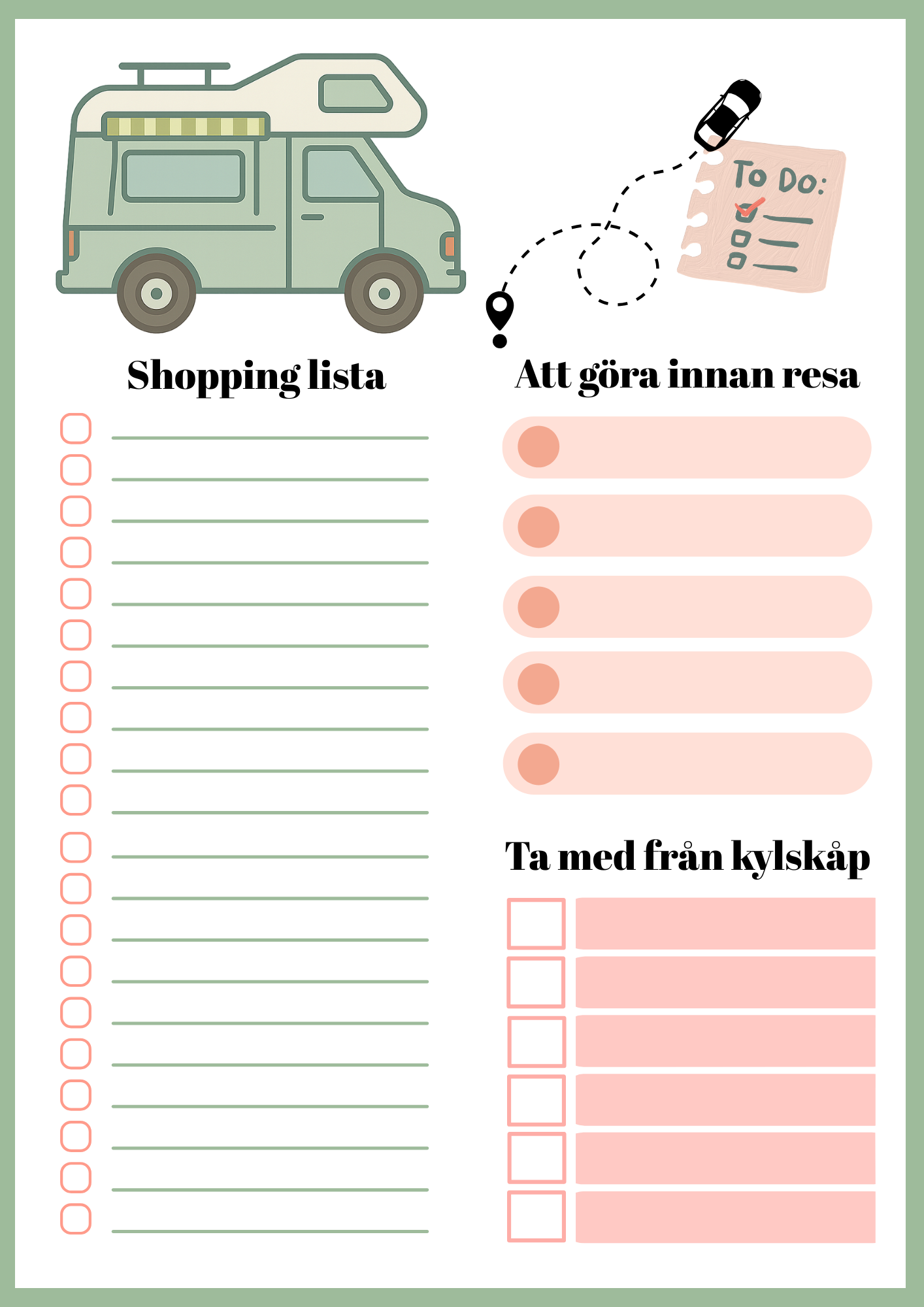 Magnet To-do-list för Husbilsåkare
