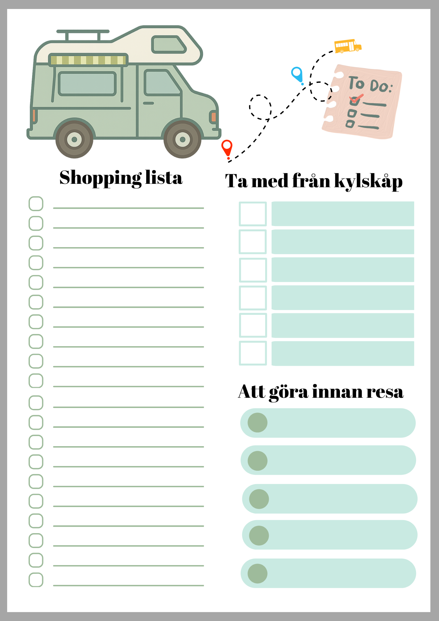 Magnet To-do-list för Husbilsåkare
